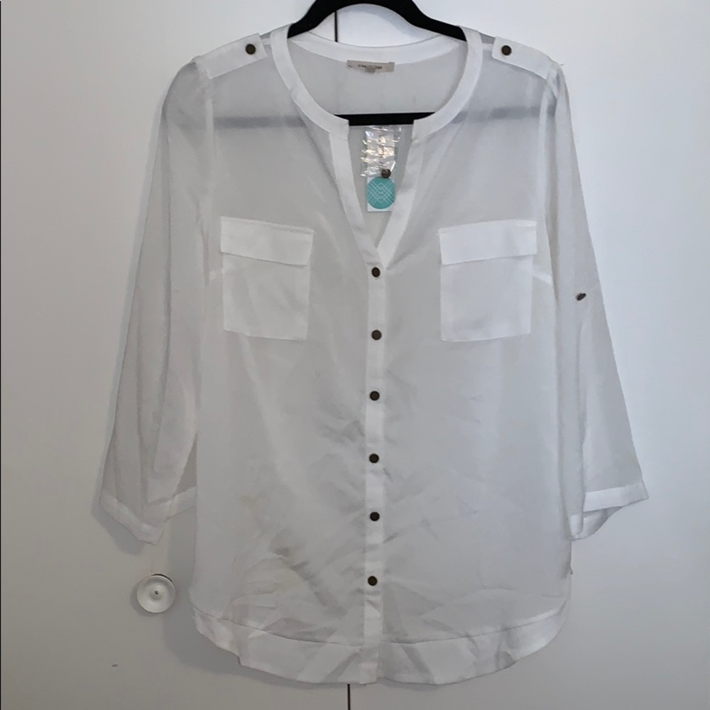 White button up blouse